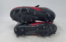 Load image into Gallery viewer, Maxome Kids Red Black Leather Hook And Loop Low Top Football Cleats Size 31