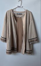 Load image into Gallery viewer, Zara Womens Beige 3/4 Sleeve Pockets Open Front Jacket Size XL