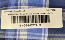 Load image into Gallery viewer, Murano Mens Blue Plaid Slim Fit Long Sleeve Collared Dress Shirt Size 17/35