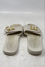 Load image into Gallery viewer, Michael Kors Womens White And Gray Printed With A Flower Slide Sandals Size 7.5