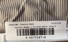 Load image into Gallery viewer, Express Womens Brown White Striped Print Correspondent Wide-Leg Dress Pants Sz 6