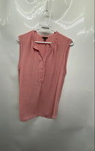 Load image into Gallery viewer, Ann Taylor Womens Pink Sleeveless Split Neck Pleated Blouse Top Size Large