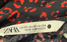 Load image into Gallery viewer, Zara Womens Red Black Leopard Print Long Sleeve Round Neck Mini Dress Size XS