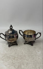 Load image into Gallery viewer, Vintage Set Of 2 Pcs Silver-Tone Engraved Scroll Handle Sugar Bowl And Creamer