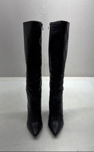 Load image into Gallery viewer, Givana Womens Model LA-208 Black Faux Leather Knee High Biker Boots Size 40