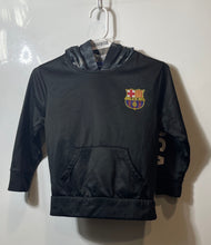 Load image into Gallery viewer, Boys Black FC Barcelona International Club Soccer Pullover Hoodie Size Small