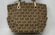 Load image into Gallery viewer, Michael Kors Womens Beige Brown Signature Print Charm Inner Pocket Tote Handbag