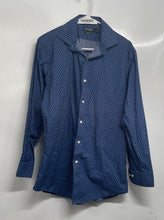 Load image into Gallery viewer, Lauren Ralph Lauren Mens Blue Polka Dot Slim Fit Non Iron Dress Shirt Size 15.5