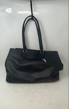 Load image into Gallery viewer, Lovevook Womens Black Leather Inner Pockets Bottom Studs Zipper Laptop Tote Bag