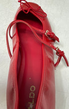 Load image into Gallery viewer, Aldo Womens Red Square Toe Double Strap Buckle Bow Ballet Flats Size 10M
