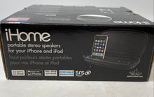 Load image into Gallery viewer, iHome iP-37 Black Portable Stereo Speaker For iPhone And iPod In Box Untested
