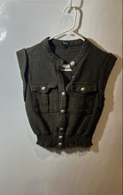 Load image into Gallery viewer, Express Womens Green Sleeveless Smocked Hem Button Front Blouse Top Size XS