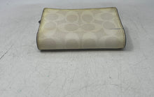 Load image into Gallery viewer, Coach Womens Beige Signature Leather Trim Corner Zip Snap Bifold Wallet