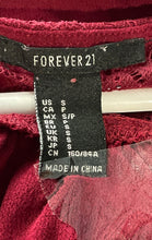 Load image into Gallery viewer, Forever 21 Womens Red Wine Long Sleeve Lace Sheer Blouse Top Size Small