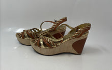Load image into Gallery viewer, Marc Fisher Womens Obetter Beige Brown Leather Wedge Platform Sandals Size 6