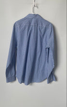 Load image into Gallery viewer, Michael Kors Mens Blue White Gingham Slim Fit Dress Shirt Size L 16 34/35