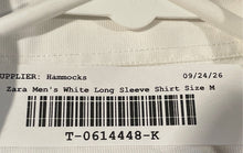 Load image into Gallery viewer, Zara Mens White Long Sleeve Slim-Fit Collared Button-Up Shirt Size Medium