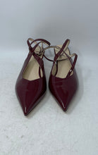 Load image into Gallery viewer, E1Dof Womens Burgundy Patent Leather Pointed Toe Block Slingback Heels Size 10