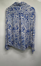 Load image into Gallery viewer, Zara Womens Blue & White Paisley Long Sleeve Button-Up Shirt Size Medium