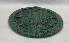 Load image into Gallery viewer, Antique Green Gold Aztec Maya Solar Sun Inlay Stones Wall Hanging Calendar