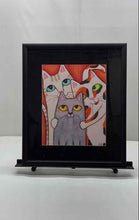 Load image into Gallery viewer, Three Colorful Whimsical Cats Black Framed And Matted Wall Decor Art Print