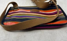 Load image into Gallery viewer, Fossil Womens Multicolor Striped Adjustable Strap Flap Over Lined Crossbody Bag