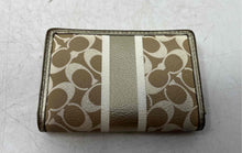 Load image into Gallery viewer, Coach Womens Beige Gold Signature Print Leather Card Slots Small Bifold Wallet