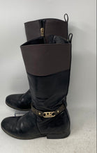 Load image into Gallery viewer, Michael Kors Girls Black Leather Round Toe Mid Calf Riding Boots Size 5