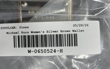 Load image into Gallery viewer, Michael Kors Womens Silver Brown Signature Print Inner Pocket Wristlet Wallet
