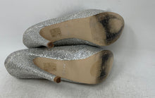 Load image into Gallery viewer, Aldo Womens Leanora Silver Peep Toe Slip-On Stiletto Pump Heels Size 7.5