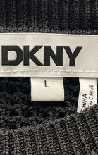 Load image into Gallery viewer, DKNY Womens Black Short Sleeve Open Stitch Pocket Pullover Sweater Size Large