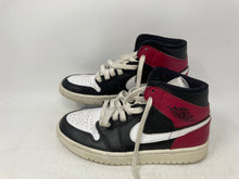 Load image into Gallery viewer, Nike Womens Jordan 1 Mid BQ6472-016 White Black Red Sneaker Shoes Sz 8 No Insole