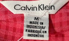 Load image into Gallery viewer, Calvin Klein Womens Coral Pink Textured Grid Long Sleeve Button-Up Shirt Size M