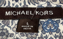 Load image into Gallery viewer, Michael Kors Mens Blue Floral Print Short Sleeve Button-Up Shirt Size Large
