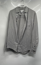 Load image into Gallery viewer, Calvin Klein Mens Gray Striped Printed Long Sleeve Button-Up Shirt Size Small
