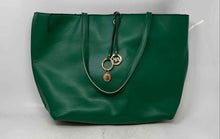 Load image into Gallery viewer, Anne Klein Womens Green Pebbled Faux Leather Double Handle Charm Tote Bag