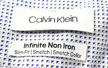 Load image into Gallery viewer, Calvin Klein Mens White Blue Printed Infinite Non-Iron Dress Shirt Size 5XL