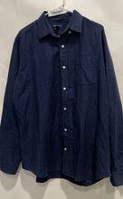 Load image into Gallery viewer, Gap Mens Blue Long Sleeve Standard Fit Collared Button-Up Shirt Size Large