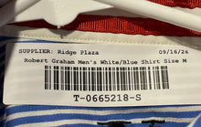 Load image into Gallery viewer, Robert Graham Mens White Blue Striped Tailored Fit Button-Up Shirt Size M