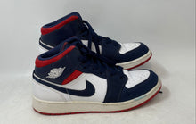 Load image into Gallery viewer, Nike Kids Air Jordan 1 Mid BQ6931-104 White Navy Blue Red Sneaker Shoes Size 7Y
