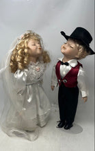 Load image into Gallery viewer, Vintage Bride And Groom Kissing Collectible Porcelain Dolls Set Of 2 Pieces