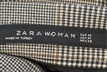Load image into Gallery viewer, Zara Womens Gray Houndstooth Curved Ruffle Hem Side Zip Mini Skirt Size Medium