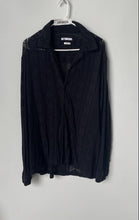 Load image into Gallery viewer, Zara Womens Black Long Sleeve Open Knit Relaxed Fit Button-Up Shirt Size L