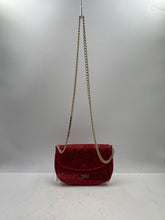 Load image into Gallery viewer, Jimmy Choo Parfums Womens Red Glitter Chain Strap Flap Over Lined Crossbody Bag