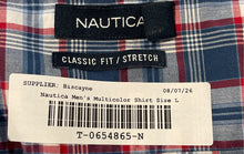 Load image into Gallery viewer, Nautica Mens Multicolor Plaid Print Classic-Fit Stretch Button-Up Shirt Size L