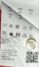 Load image into Gallery viewer, Hugo Boss Mens White Blue Check Slim Fit Long Sleeve Collared Dress Shirt Sz 17