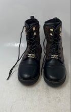 Load image into Gallery viewer, Michael Kors Womens Haskell Brown And Black Monogram Lace-Up Combat Boots Size 2