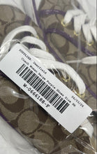 Load image into Gallery viewer, Coach Womens Barrett Q322 Beige Purple Lace-Up Low Top Sneakers Shoes Size 9 B