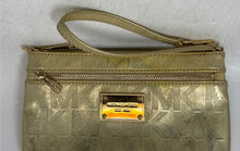 Load image into Gallery viewer, Michael Kors Womens Gold Signature Print Leather Outer Pocket Wristlet Wallet
