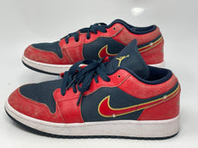 Load image into Gallery viewer, Authentic Nike Kids Air Jordan 1 Low Red Navy Blue Sneaker Shoes 6.5Y Damaged